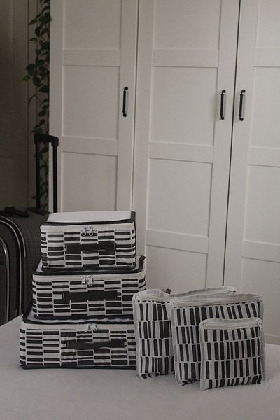ADARYA HOME Organizer βαλίτσας 6 τεμαχίων Σετ οργάνωσης βαλίτσας - Αποθήκευση ταξιδιού - Ζέβρα μοτίβο (λευκό)