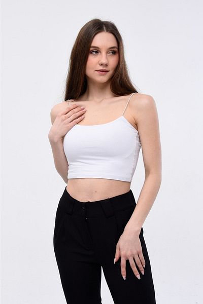 BEJNA Weißer Crop Athlete - Mit Seilgurt und Brusteinsatz