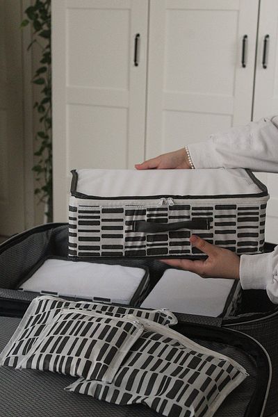 ADARYA HOME Organizer βαλίτσας 6 τεμαχίων Σετ οργάνωσης βαλίτσας - Αποθήκευση ταξιδιού - Ζέβρα μοτίβο (λευκό)