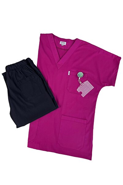 AtakUniform Likralı Unisex V Yaka Doktor ve Hemşire Forma Scrubs
