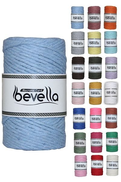 Bevella Macrame Cord Σκάλισμα Macrame Twine 3mm Μονό Twist Σκάλισμα Βαμβακερό Macrame Twine Baby Blue
