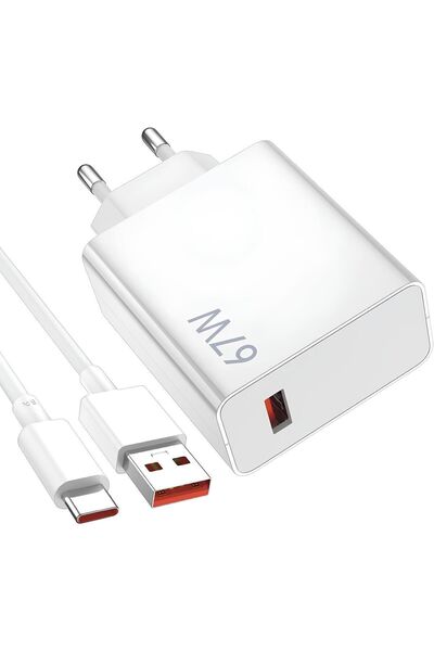 Andone Kaliteli Type-C 67w Ultra Hızlı Tüm Type-C Telefonlara Uyumlu Şarj Aleti Adaptör Kablo avda