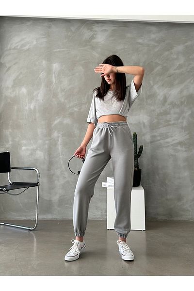 BEJNA Γυναικείο παντελόνι Jogger σε γκρι Modal