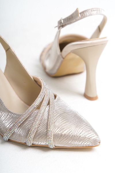 YADE MODA Stoned Open Back Women's Evening Dress Shoes