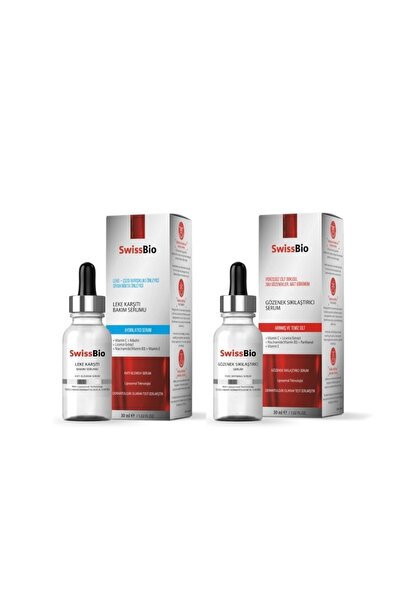 SwissBio Gözenek Sıkılaştırıcı Serum + Leke Karşıtı Bakım Serumu 2'li Set