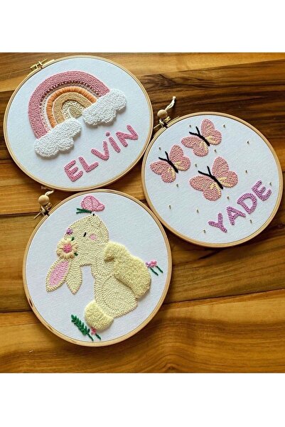 afralya home Bebek Hediyelik Kapı Süsü 3'lü Takım /çocuk Odası Isimli Kapı Sü...