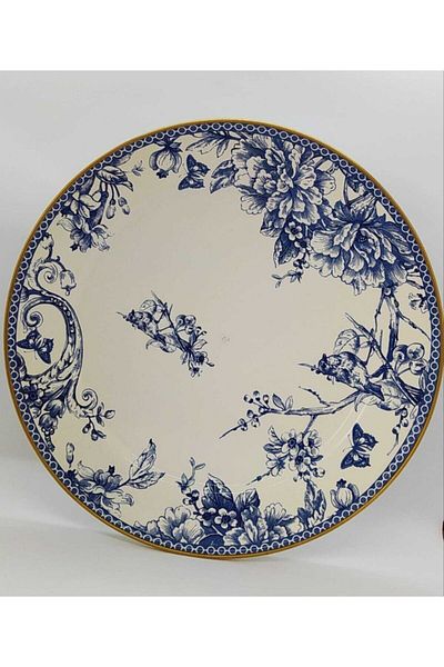 Avşar Ebruliemaye Blue Enamel Cake Stand