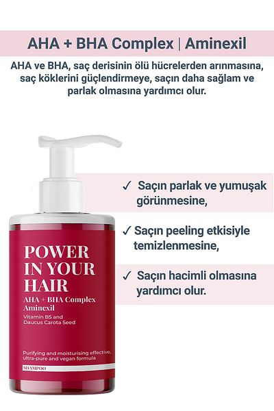 SHE VEC Power In Your Hair - 200 ML Aha/Bha Shampoo with Peeling Effect and Providing
