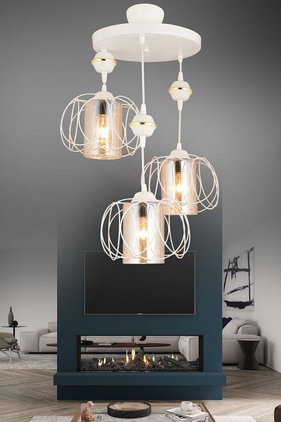 SONSUZ AYDINLATMA&AVİZE Solar Pendant Lamp 3-Piece White Modern Downward Facing Chandelier
