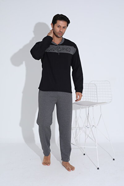 Ayans Pijama Комплект піжами з довгими рукавами з товстої тканини - Двохнитковий