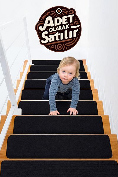 Stepmat Black Halifleks Stair Step and Mat - Rip Carpet with Non-Slip Base