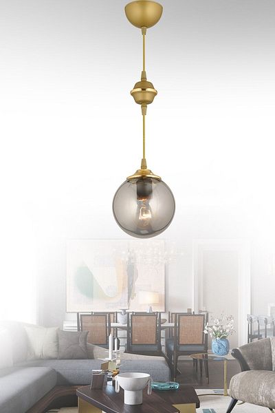 SONSUZ AYDINLATMA&AVİZE Pendant Lamp Single Antique Smoked Glop Top Glass Downward Facing Luxury Chandelier