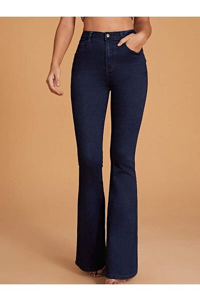 JILLY Pantaloni blugi spanioli Ivan Tall Flare albastru închis