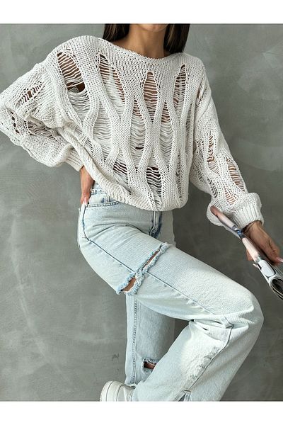 BEJNA Damen-Strickmode mit Rundhalsausschnitt und Steinmuster