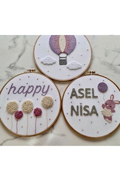 afralya home Bebek Hediyelik Kapı Süsü 3'lü Takım /çocuk Odası Isimli Kapı Sü...