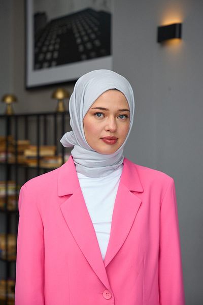 FRESCO SCARFS Hijab Janjan Βραδινό Φόρεμα Σάλι*Ασημί 16