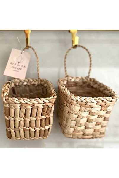 afralya home Çok Amaçlı Sepet 2'li Sepet / Saksı Çiçeklik Askı Sepet Dekorati...