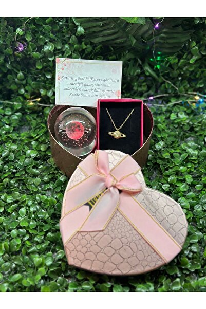 PİNK SHAKE Renk değiştiren Led işıklı cam satürn kız küre dolunay lamba krist...