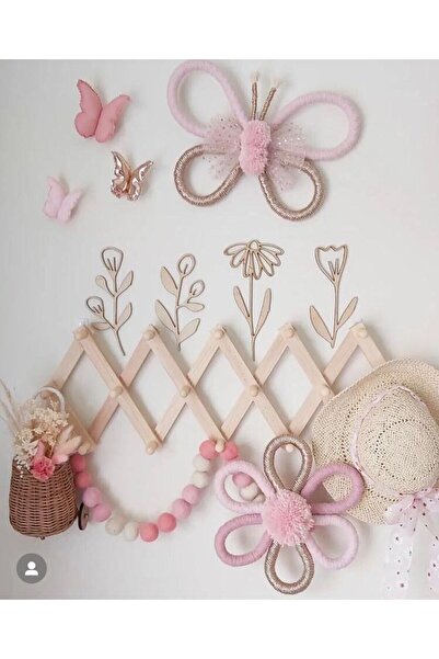 afralya home Bebek Odası-çocuk Odası Renkli 2'li Papatya Ve Kelebek Duvar Dek...