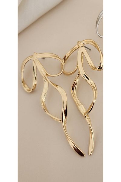 Momos Stylish Steel Earrings with Dangle Bow Shape