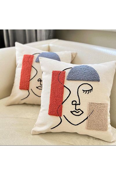 AFRALYAHOME Față de pernă cu broderie cu pumn Față de pernă decorativă personalizată Pernă realizată manual