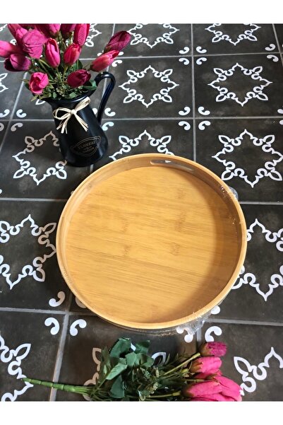Atak Hediyelik Bambu Yuvarlak Tepsi Küçük Boy (30*30 Cm)