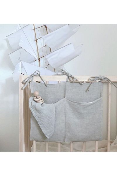 AFRALYAHOME Crib Organizer Crib Side Organizer, Linen Fabric Crib Organizer 30x50cm