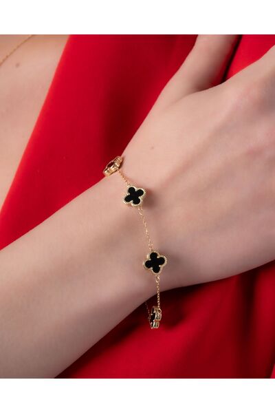 YCL JEWELLERY 8 Ayar Altın 5'li Altın Yonca Bileklik