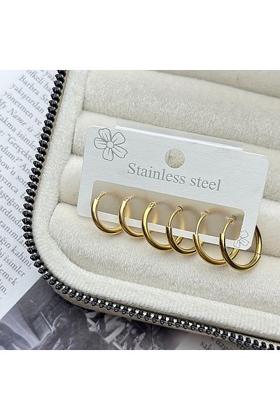 DS DİAMONDSHOP STEEL EARRING 6-PIECE RING MODEL ÇKP-202310587