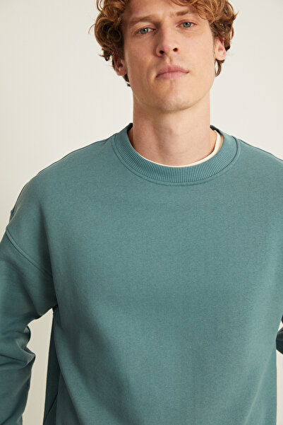 GRIMELANGE Ανδρικό φούτερ LUDİM Oversize Fit 3 Thread Raster με στρογγυλή λαιμόκοψη