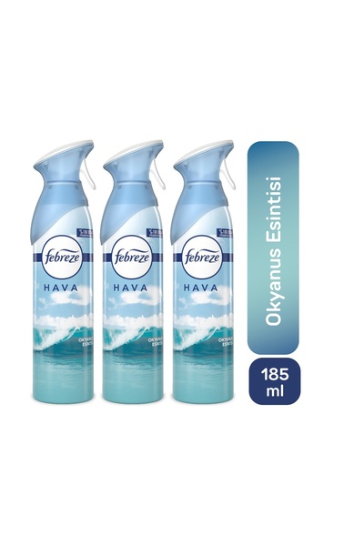 Febreze Hava Ferahlatıcı Sprey Oda Kokusu Okyanus 185 ml x 3 Adet Hava Temizl...