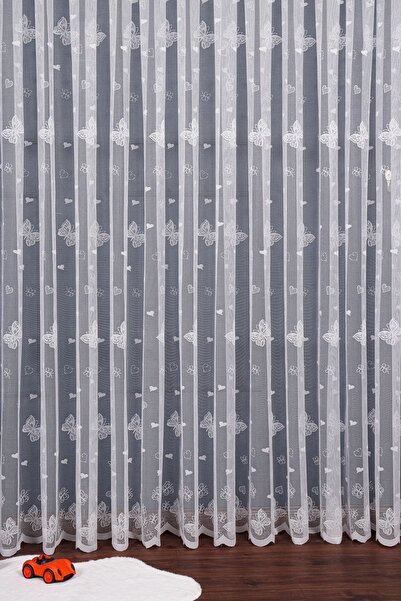 elision home Perdele din tul pentru cameră pentru copii cu model de fluturi, 350x250cm, pliu strâns 1/3, Elısıon02581