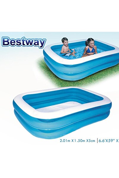 BESTWAY Su Pompalı- 54005, Büyük Şişme Aile Havuzu-201x150x51cm