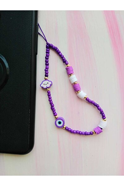 nasclaycollection Fimo Charm Phone Decoration with Purple Character