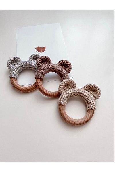 AFRALYAHOME Natural Baby Teether with Animal Figure Baby Gift Amigurumi Teethers and Rattle Toy Maracas