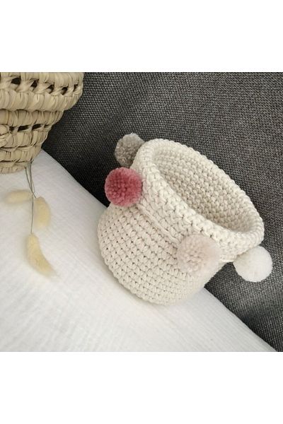 AFRALYAHOME Organizer Βρεφικού/Παιδικού Δωματίου Διακοσμητικό καλάθι πολλαπλών χρήσεων / Καλάθι Pompom Box πόρπη 20x15