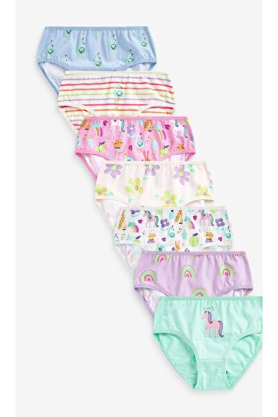Next Baby 100% Cotton Lilac Unicorn Patterned 7-Piece Girls' Underpants