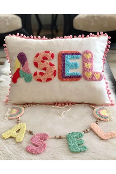afralya home Bebek Çocuk Odası Isimli Dekoratif Yastık Kılıfı /takı Yastığı K...
