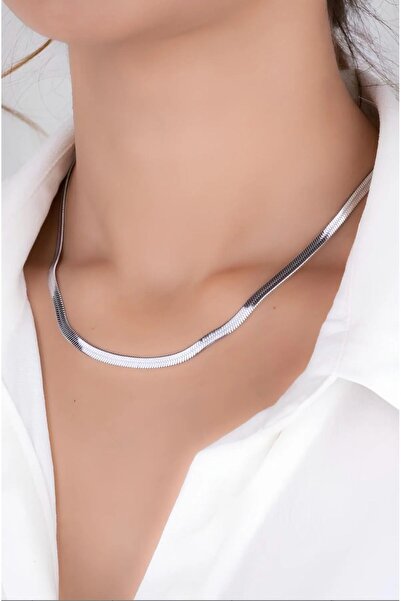 Takıtolia Steel Silver Color Wicker Flat Italian Chain Stainless Steel Chain ...