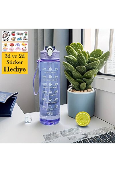 Duffa Motivasyonel Su Matarası Su Şişesi Suluk Tritan Spor Salonu Okul Su Şiş...