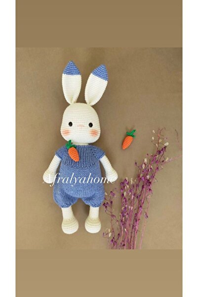 afralya home Büyük Tavşan Uyku Arkadaşı Amigurumi Organik Oyuncak 25 Cm