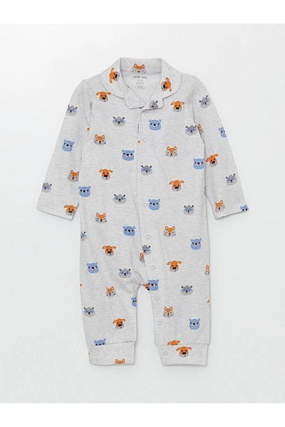 LC Waikiki Baby Collar Long Sleeve Printed Jumpsuit for Baby Boy