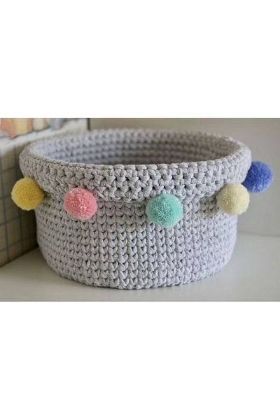 AFRALYAHOME Organizer Βρεφικού/Παιδικού Δωματίου Διακοσμητικό καλάθι πολλαπλών χρήσεων / Καλάθι Pompom Box πόρπη 20x15