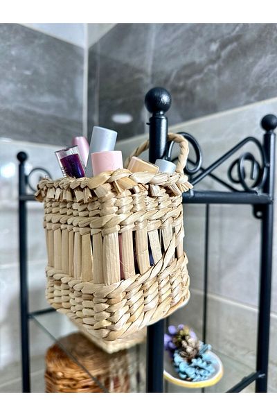 AFRALYAHOME سلة خوص مزخرفة 10 سم - متعددة الأغراض، معلقة وسلة حائط