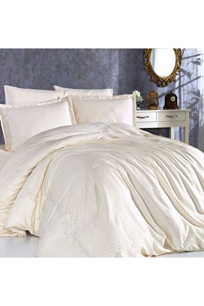 Gasel Home طقم غطاء لحاف من الساتان القطني المخطط المرن ذو 5 نجوم من نوع الفن...