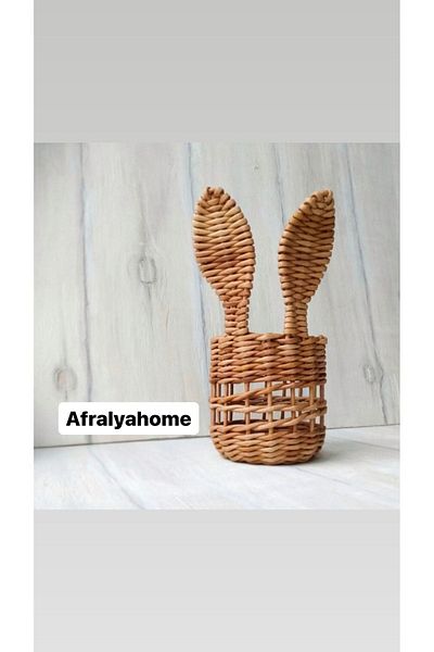 AFRALYAHOME Многофункционална декоративна кошница със заешки уши Ръчно плетена мини саксия Саксия за цветя