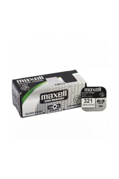 Maxell 321 SR616SW 1.55V Gümüş Oksit Saat Pili - 10'lu Kutu