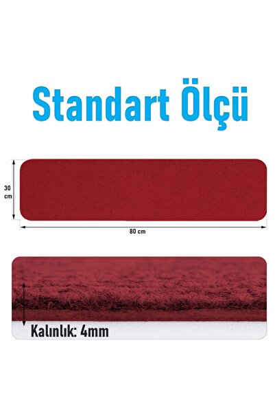 Stepmat Halifleks Yapışkan Tabanlı Merdiven Basamak Paspası Rip Halı Kaymaz Tabanlı - Bordo
