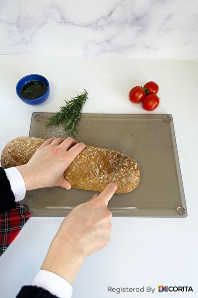 Decorita Channeled Glass Cutting Board - Glass Cutting Table| Bronze Glass| 25cm x 35cm| Patented Product