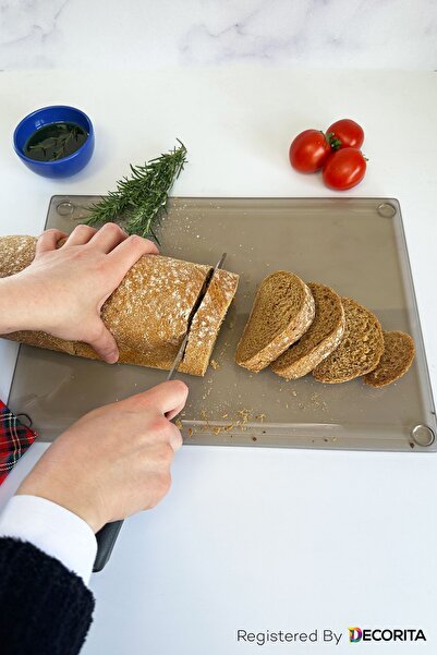 Decorita Channeled Glass Cutting Board - Glass Cutting Table| Bronze Glass| 25cm x 35cm| Patented Product